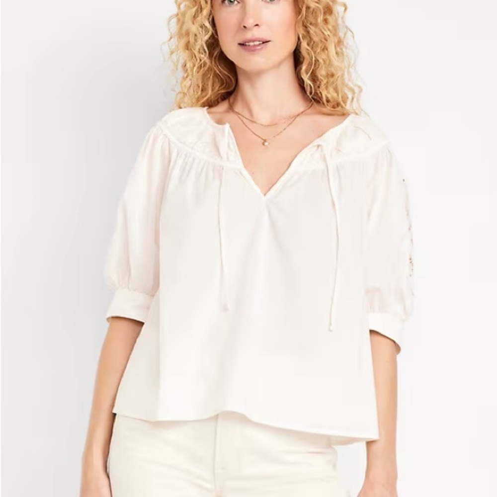 Old Navy Split-Neck Eyelet-Sleeve Top